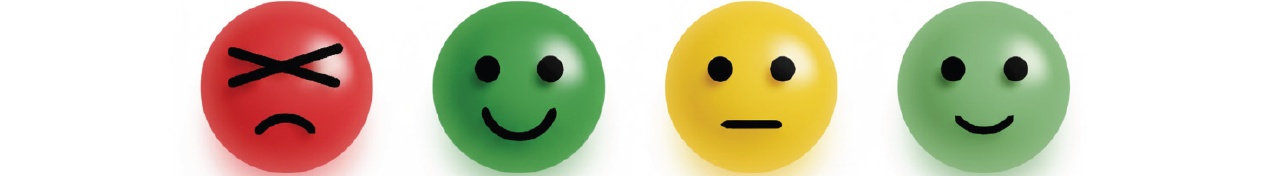 Customer sentiment smiley faces visual